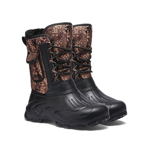 Tanleewa Fur Lined Men’s Snow Boots Mid Calf Outdoor Hiking Boots 11 Adult Male