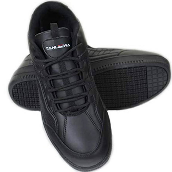 Tanleewa Men's Leather Work Safety Shoes Non Slip Lightweight Sneakers Shoe Size 8