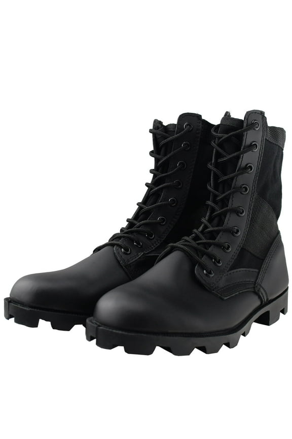 Men's Military Boots Black G.I Style Jungle Boot Lace up Outdoor Shoe Size 10 Adult Male