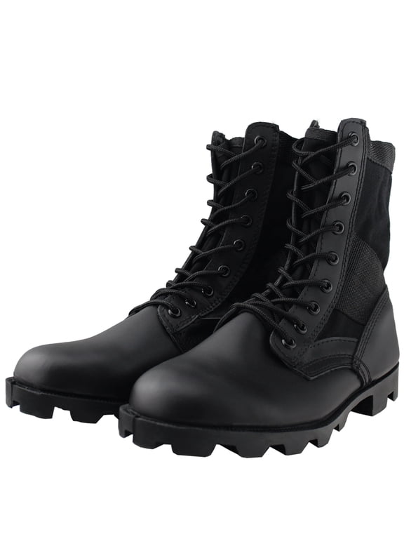 Men's Military Boots Black G.I Style Jungle Boot Lace up Outdoor Shoe Size 7 Adult Male