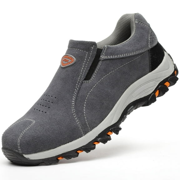 Tanleewa Men's Steel Toe Suede Leather Work Boots Oxford Sole Slip Resistant Safety Shoe Size 6.5
