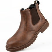 Tanleewa Men's Steel Toe Work Boots Waterproof Safety Shoe Size Men5/Women6 Adult Male Female