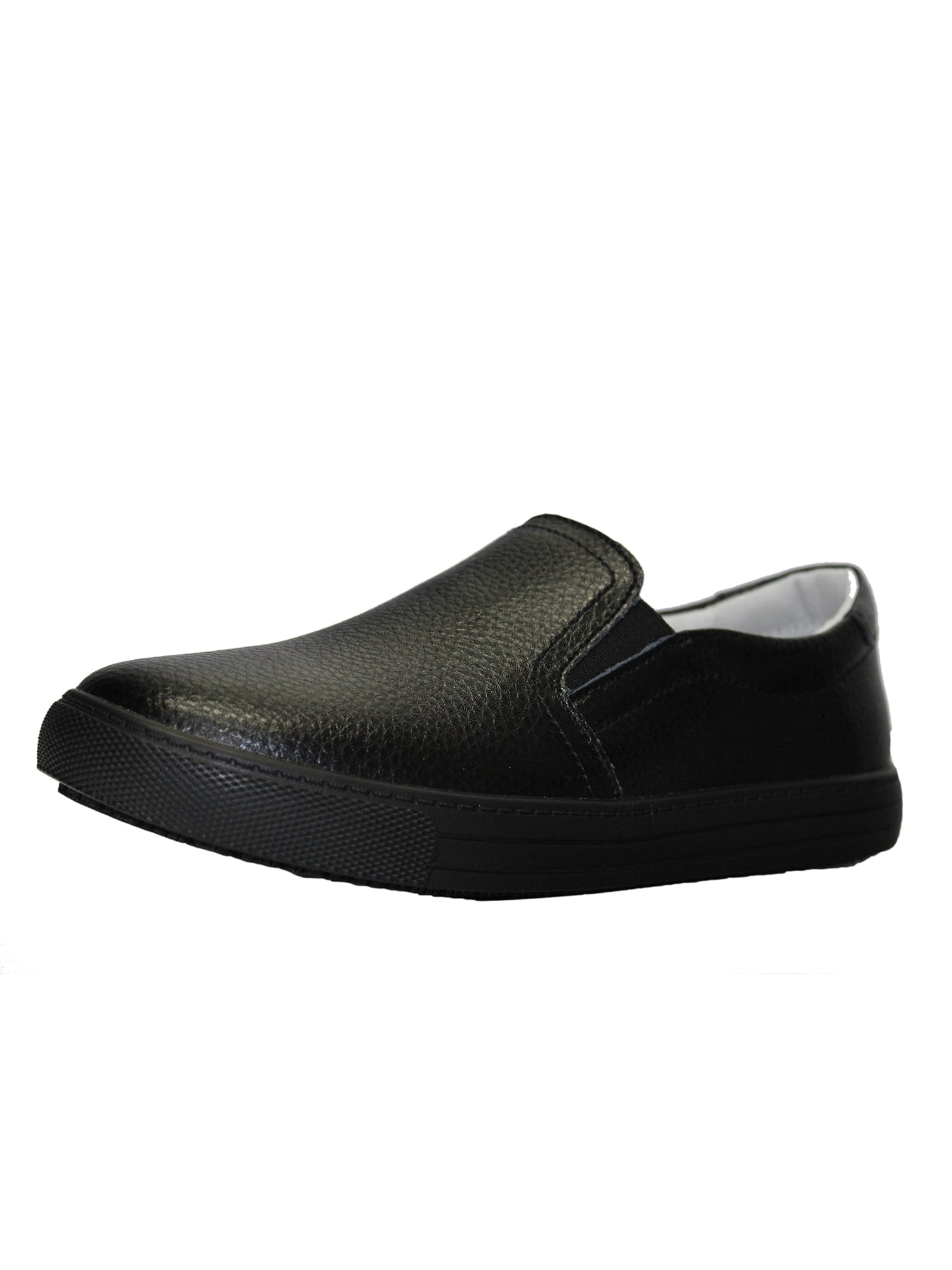 Black leather slip resistant shoes hotsell