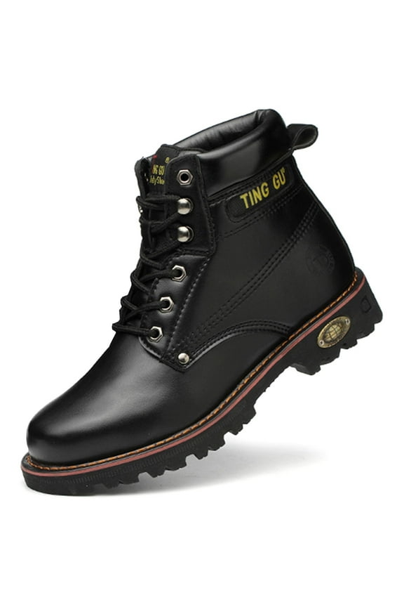 Steel Toe Leather Work Boots for Men Durable Safety Work Shoe Size 11