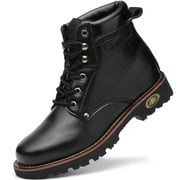 Tanleewa Steel Toe Leather Work Boots for Men Durable Safety Work Shoe Size 9.5