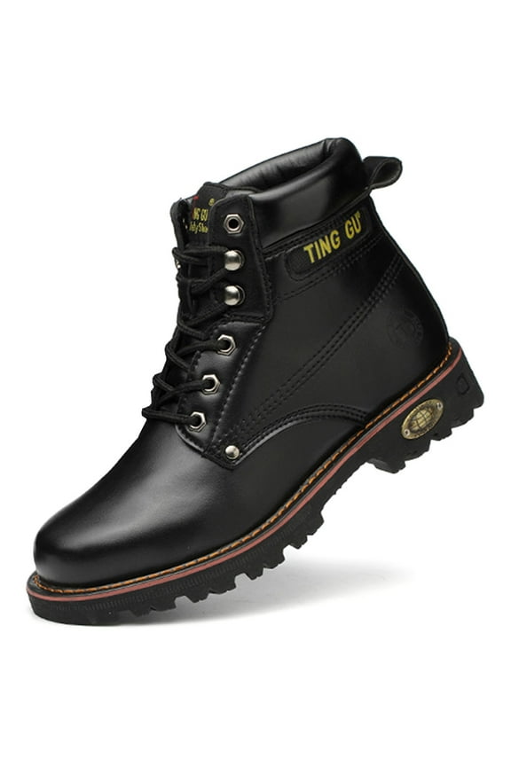 Steel Toe Leather Work Boots for Men Durable Safety Work Shoe Size 9.5