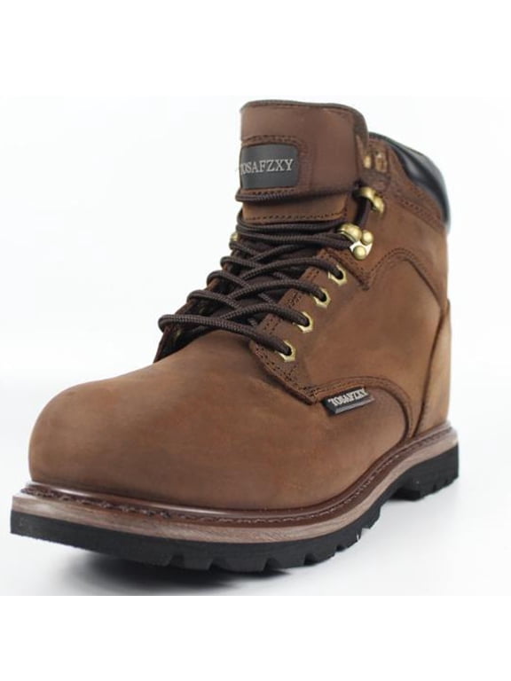 Steel Toe Work Boots for Men Goodyear Leather Safety Shoes Non-Slip Sneakers Construction Working Boots