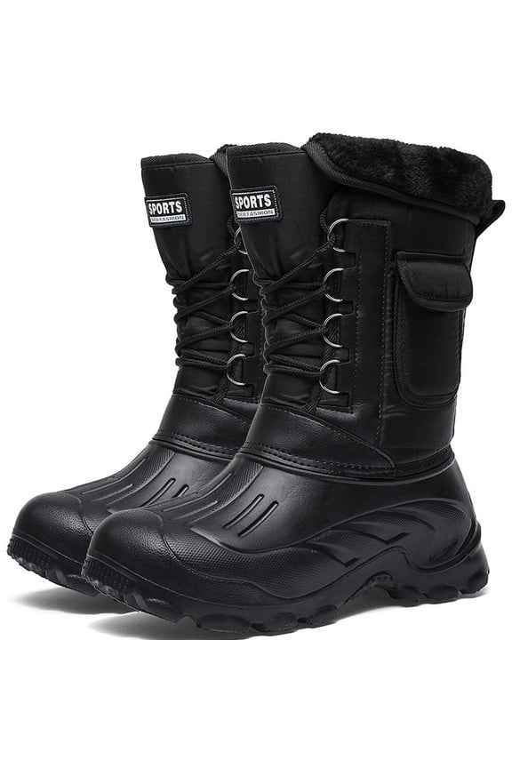 Waterproof Snow Boots for Men Thick Winter Shoes 7.5 Adult Male