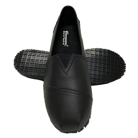 Tanleewa Women's Slip and Oil Resistant Non Slip Work Shoes PU Leather Shoes Shoe Size 11 Adult Female