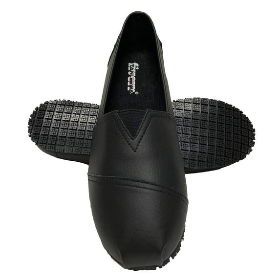 Tanleewa Women's Slip and Oil Resistant Non Slip Work Shoes PU Leather Shoes Shoe Size 6 Adult Female