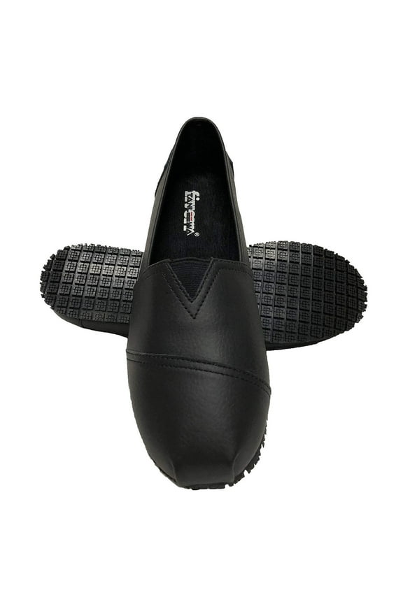 Women's Slip and Oil Resistant Non Slip Work Shoes PU Leather Shoes Shoe Size 7 Adult Female