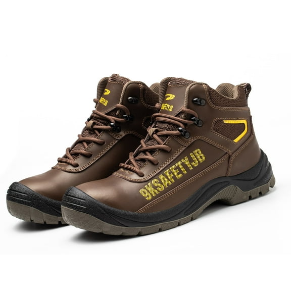 Tanleewa Work Boots for Men with Steel Toe Waterproof Non-Slip Safety Outdoor Shoe Size 6