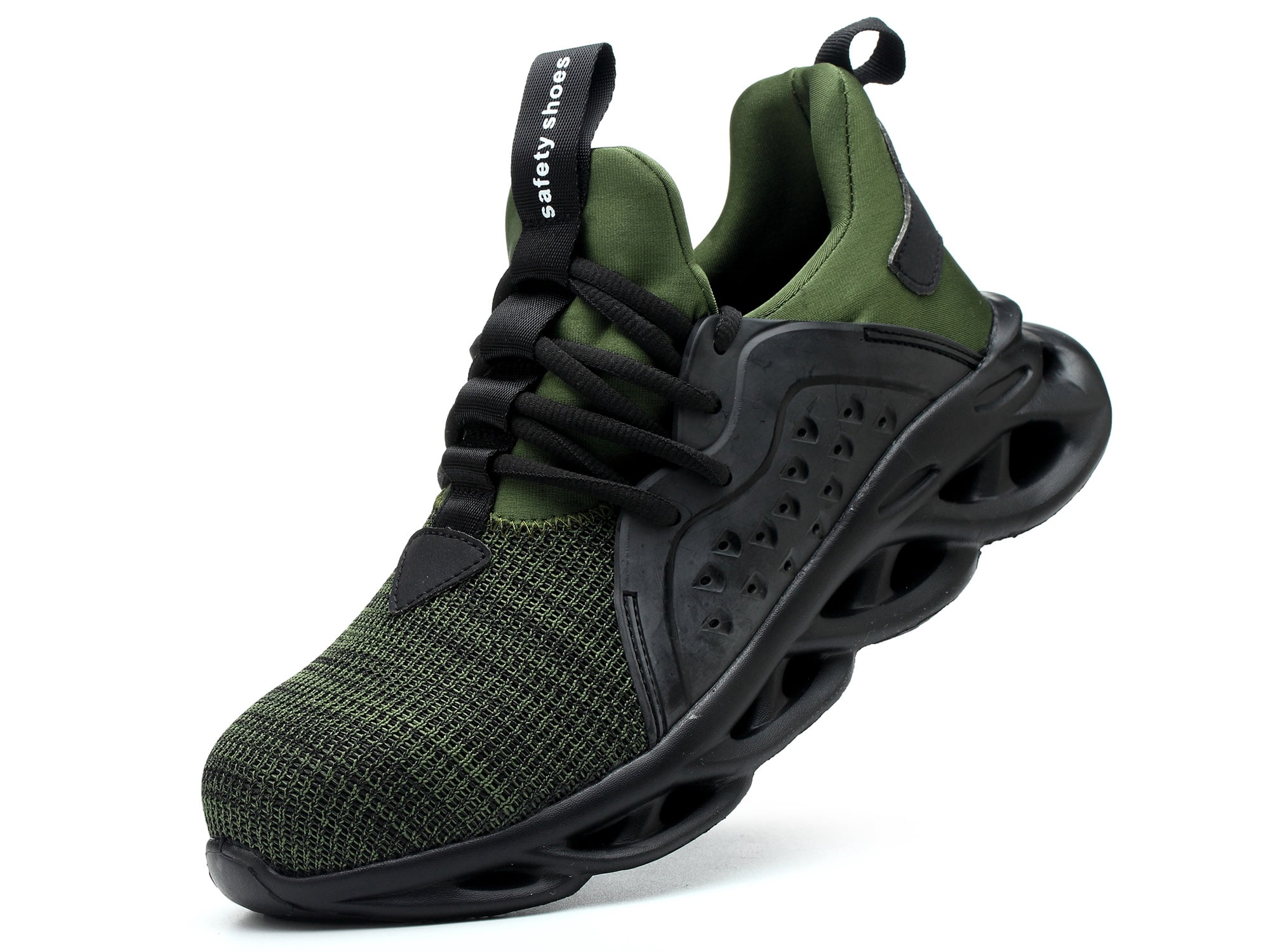 YAERLE Steel Toe Shoes For Men - Lightweight Safety Sneakers, Breathable Work Shoes For Construction, Green - View #2