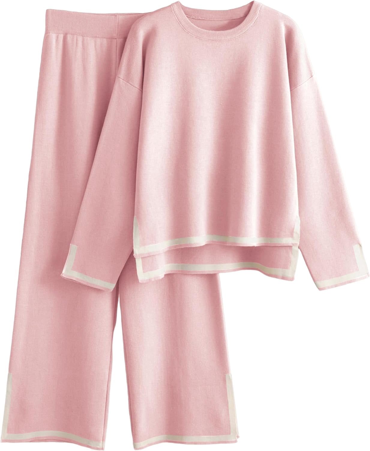 2 Piece Set Women S Knit Pullover Tops And High Waisted Pants Tracksuit Lounge Sets