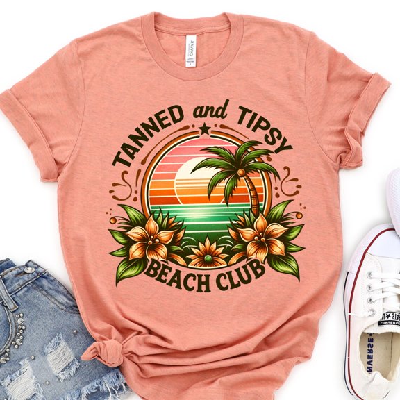 Tanned And Tipsy Beach Shirt, Summer Vacation Shirt, Pool Shirt, Spring Break, Colorful Tshirt, Plus Size Shirt 2Xl 3Xl 4Xl 5Xl 6Xl TSHIRT All Size S-5XL