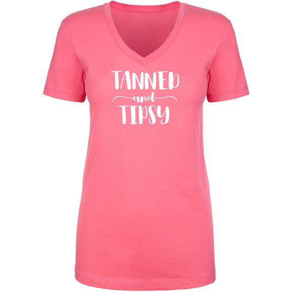 Tanned and Tipsy Womens V-Neck T-Shirt