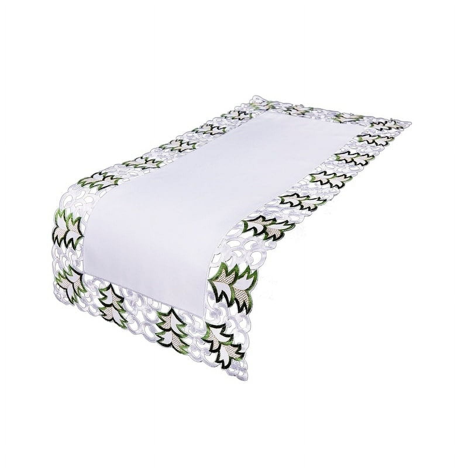 Multi-Colored Embroidered Cutwork Holiday Table Runner, 48" x 12"
