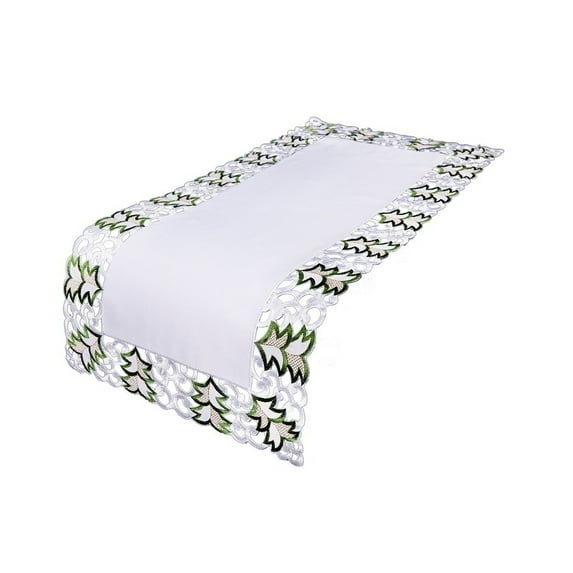 Tannenbaum Embroidered Cutwork Holiday Table Runner, 16 by 34-Inch