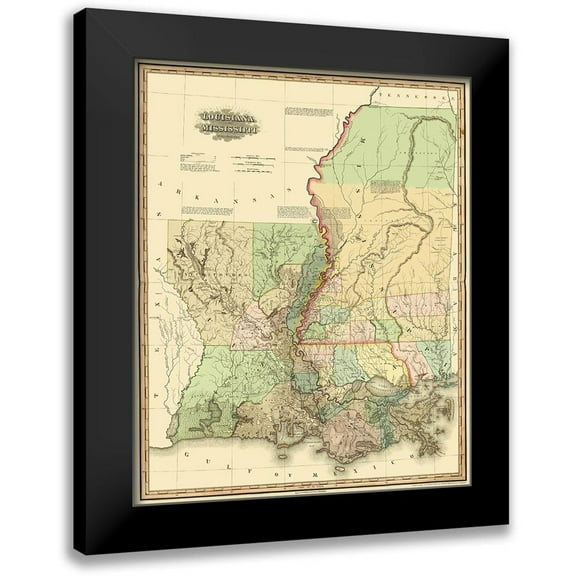 Tanner 12x14 Black Modern Framed Museum Art Print Titled - Louisiana, Mississippi - 1820