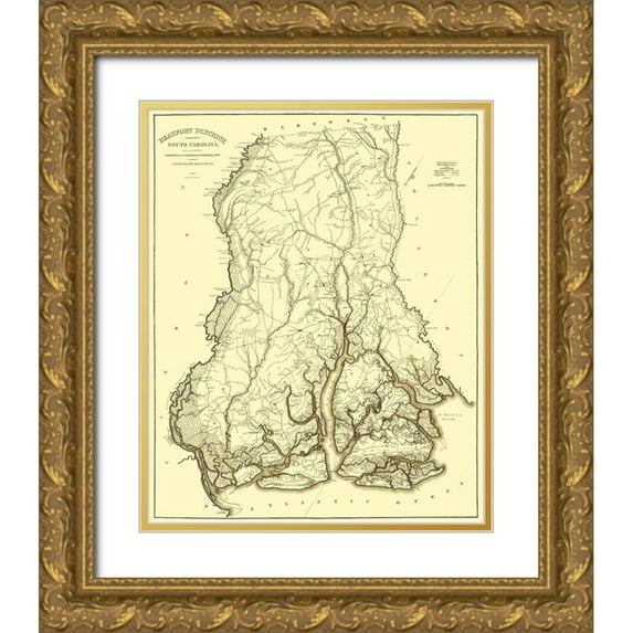 Tanner 15x18 Gold Ornate Wood Framed with Double Matting Museum Art Print Titled - Beaufort, Hilton Head South Carolina Landowner
