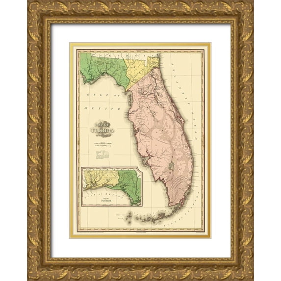 Tanner 18x24 Gold Ornate Wood Framed with Double Matting Museum Art Print Titled - Florida - Tanner 1823