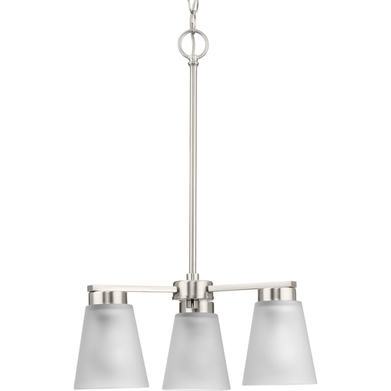 Farmhouse Satin Nickel Pendant Light – 15.63" Wide, Black Accents, Adjustable Hanging Height 19.5" To 55.5"