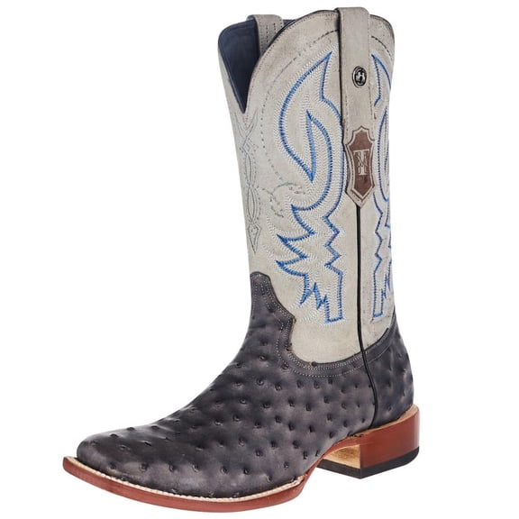 Tanner Mark Boots Men`s Tanner Mark Grey Ostrich Print 13in Monaco Grey Top Grey 12 D