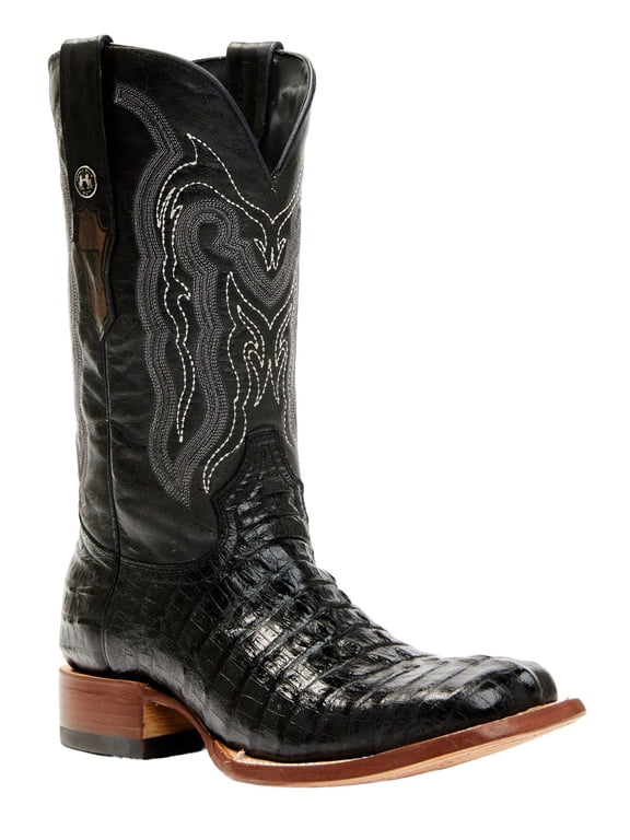 Mens Tanner Mark Black Caiman Tail Print 12in Black Top Black 10 D
