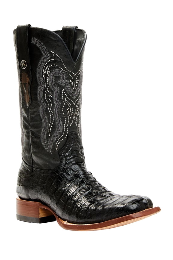 Mens Tanner Mark Black Caiman Tail Print 12in Black Top Black 10 D