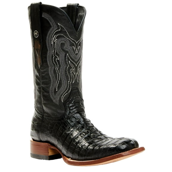Tanner Mark Boots Mens Tanner Mark Black Caiman Tail Print 12in Black Top
