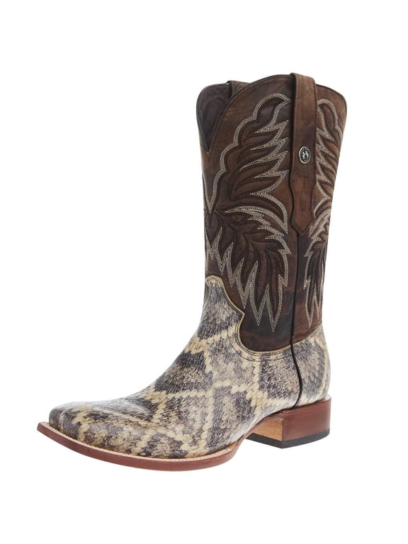 Mens Tanner Mark Natural Rattlesnake Print Vamp 12in Tobacco Top Natural 10 D