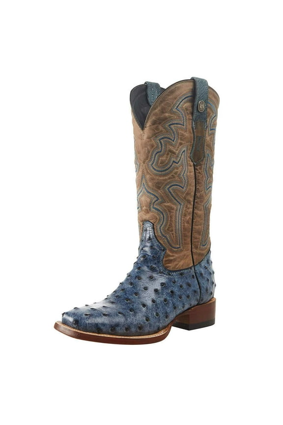 Womens Tanner Mark Ostrich Bone Top Boot 7 B Blue