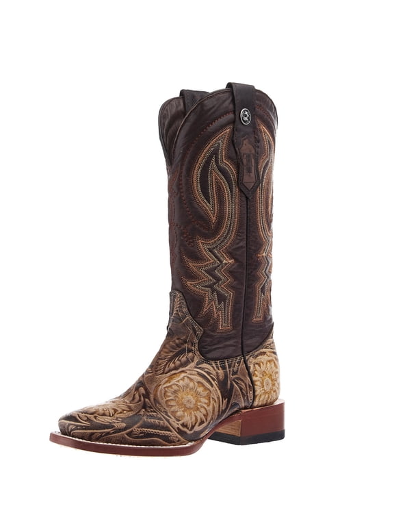 Womens Women`s Tanner Mark Hand Tooled Jungle Orix/ 13In Top Boot 7.5 B Brown