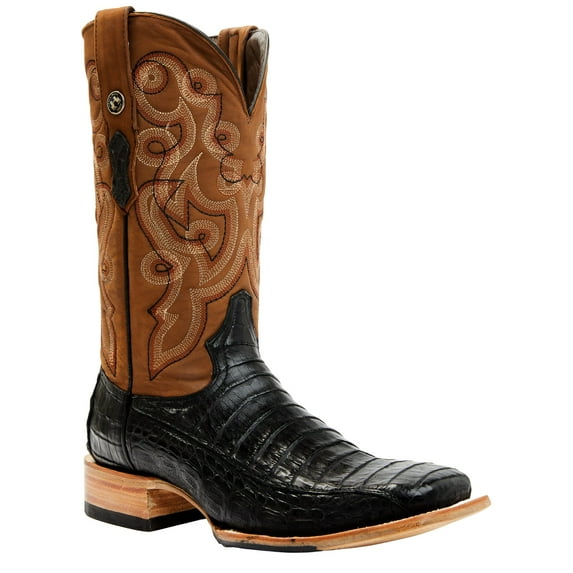 Tanner Mark Men's Exotic Caiman Belly Western Boot Broad Square Toe Black 9.5 D(M) US