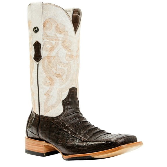 Tanner Mark Men's Exotic Caiman Belly Western Boot Broad Square Toe Brown 10.5 D(M) US