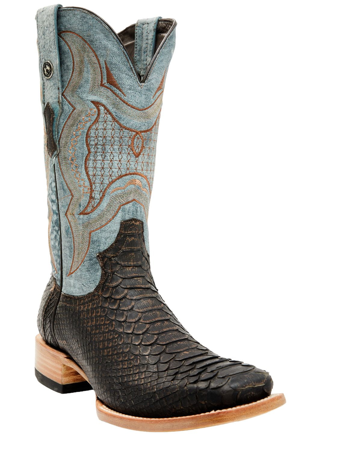 Tanner Mark Men's Python Exotic Western Boot Broad Square Toe Brown 8 D ...