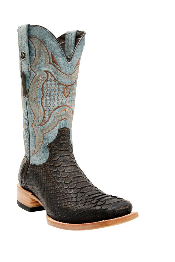 Tanner Mark Men's Men'S Python Exotic Western Boot Broad Square Toe Brown 9 D(M) US