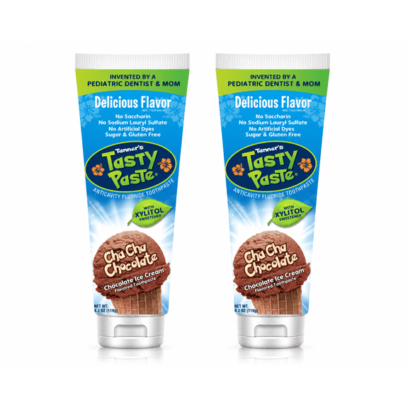 Tanner's Tasty Paste Cha Cha Chocolate - Anticavity Fluoride Children’s Toothpaste - 2-Pack (4.2 oz.)