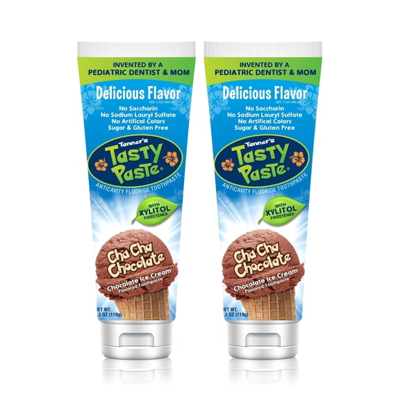 Tanner's Tasty Paste Cha Cha Chocolate - Anticavity Fluoride Children’s Toothpaste - 2-Pack (4.2 oz.)