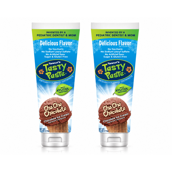 Tanner's Tasty Paste Cha Cha Chocolate - Anticavity Fluoride Children’s Toothpaste - 2-Pack (4.2 oz.)