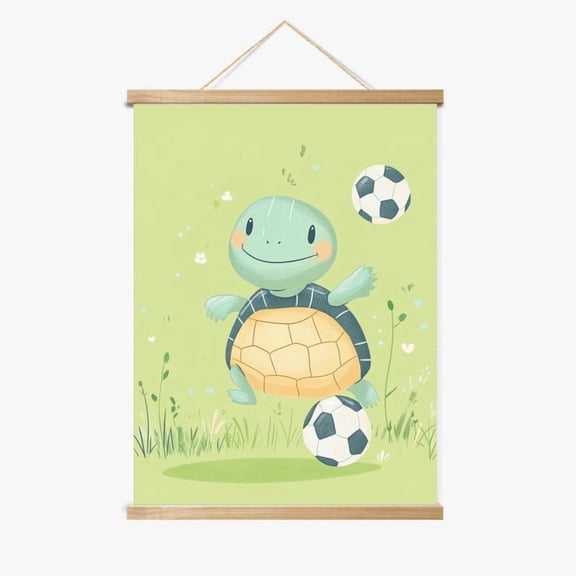 Tanner the Tough-shelled Turtle Wood Frame Hanger by Dancing Littles Jungle