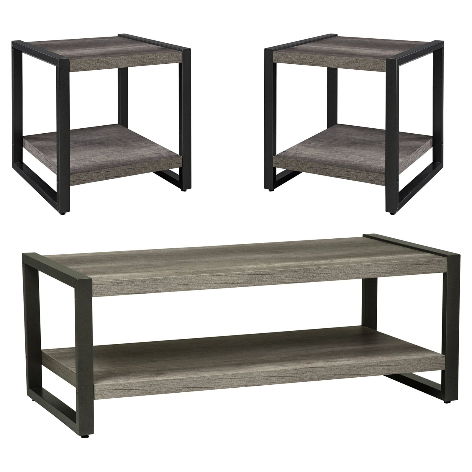 Greystone and Dark Pewter Rectangular 3-Piece Table Set