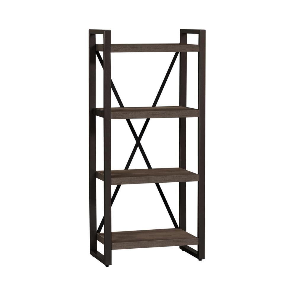 Gray Melamine and Rubberwood Pier Unit with Metal Accents