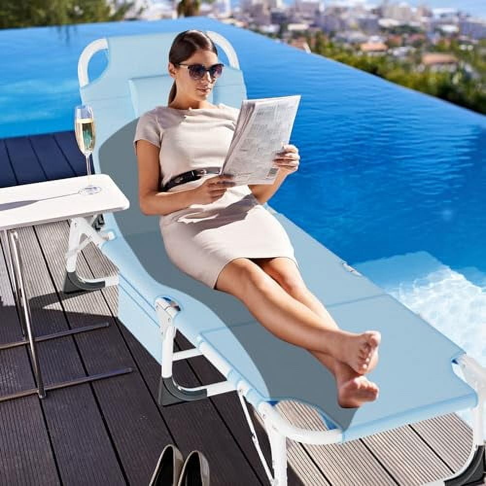 3-in-1 Heavy Duty Tanning Chair with Face Hole – Adjustable 5-Position Folding Chaise Lounge for Patio, Pool, Beach and Camping