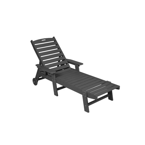 Tanning Lounge-Chair Chaise-Outdoor Reclining-Beach - Recliner Deck Chair with Wheels Patio Pool for Garden Lawn Backyard Camp, Gray