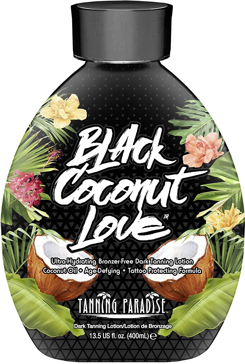 Tanning Paradise Black Coconut Love Tanning Lotion | Coconut Oil | Age-Defying | Tattoo Protecting Formula | Ultra Hydrating Dark Tanning Lotion, 13.5oz