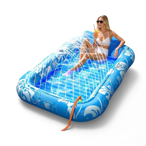 Tanning Pool for Adults - 85"x57" XXL Inflatable Pool Float with Comfort Pillow, Lounger Design, and Pool Floor for Swimming Pool Sunbathing Tub