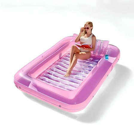 Tanning Pool for Adults - 85"x57" XXL Inflatable Pool Float with Comfort Pillow, Lounger Design, and Pool Floor for Swimming Pool Sunbathing Tub