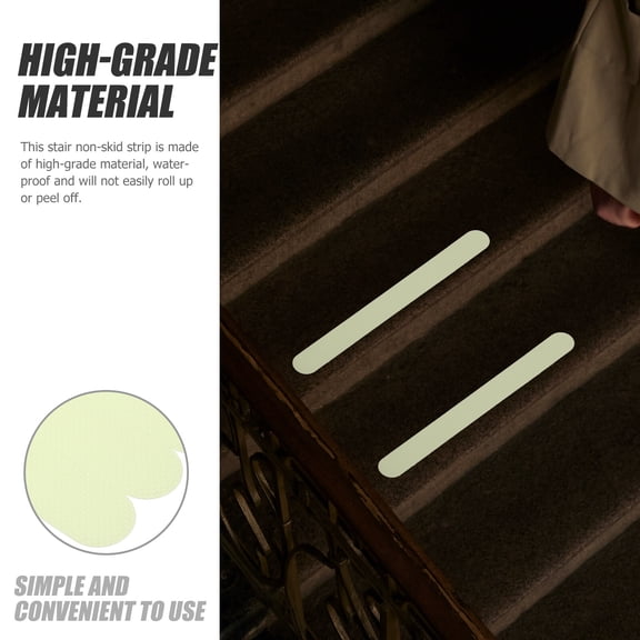 Tanom Luminous Anti-Slip Strips,24Pcs Non-Skid Stairs Tapes Stairs Glow In The Dark Stripes Steps Reflective Strips Stairs Anti-Skid Stickers