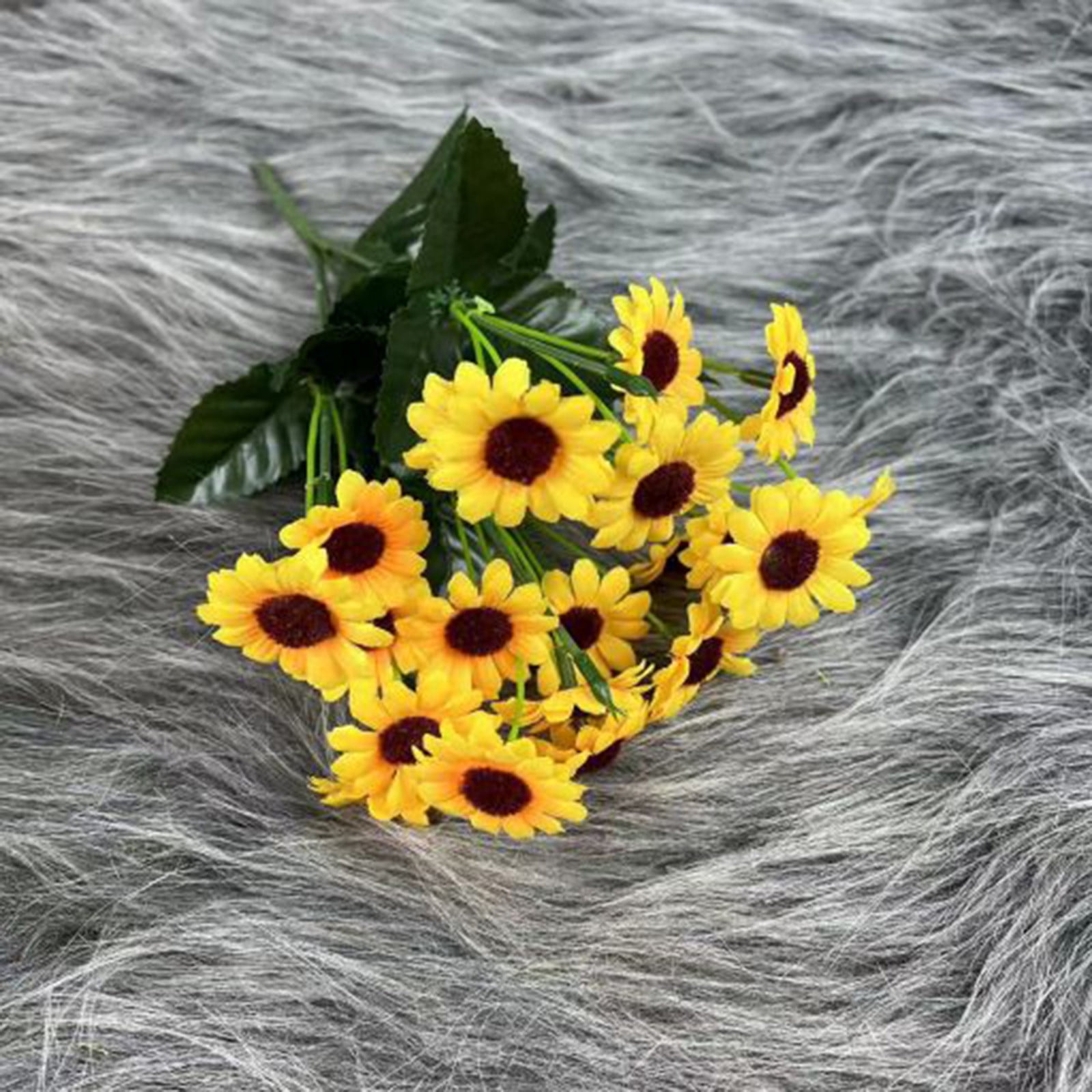 Tantouec Fake Flowers, Heads Artificial Sunflower Bouquet, Silk